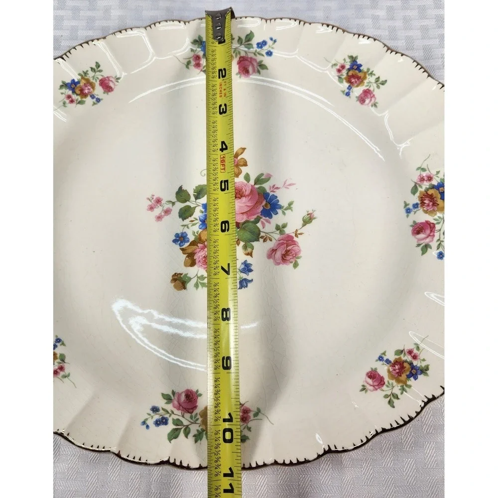 Antique Limoges English Rose Serving Platter & Serving Bowl 22K Gold